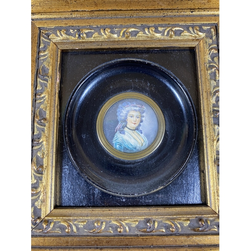 16 - A GILT FRAMED PORTRAIT OF A LADY, 23 X 23CM