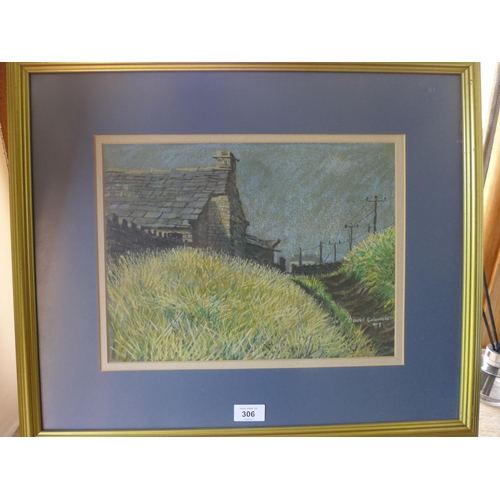 306 - DAVID EDWARDS (BRITISH 20TH CENTURY) STORE HOUOSE BY A LANE, PASTEL, SIGNED AND DATED 81, 27X36CM, F... 