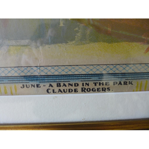 314 - CLAUDE MAURICE ROGERS, 'JUNE A BAND IN THE PARK' , A WORLD WAR II UK HOME FRONT PROPOGANDA POSTER, 9... 