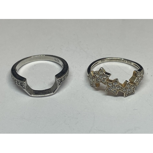 528 - FIVE VARIOUS SILVER RINGS