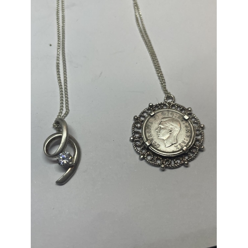 541 - FOUR SILVER NECKLACES WITH PENDANTS