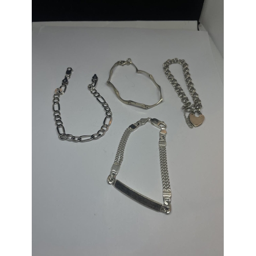 576 - FOUR SILVER BRACELETS