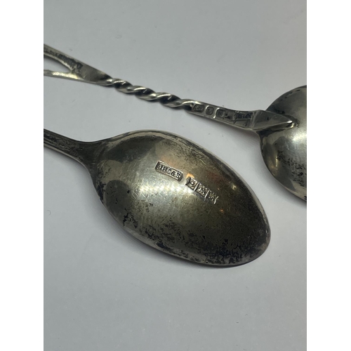 591 - TWO HALLMARKED BIRMINGHAM SILVER SPOONS