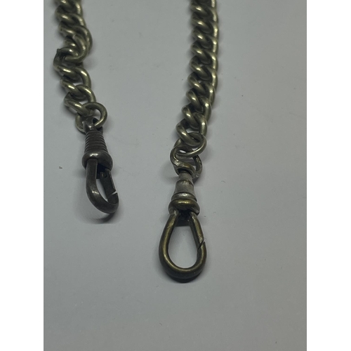 592 - A DOUBLE ALBERT WATCH CHAIN WITH FOB