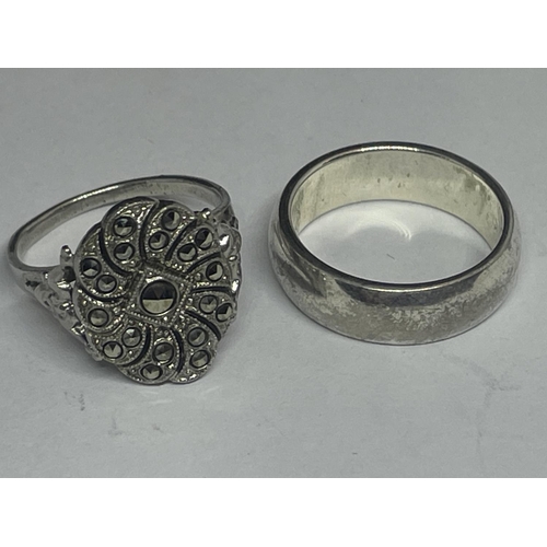 593 - FOUR VARIOUS SILVER RINGS