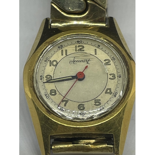 600 - A VINTAGE ACCURIST WRIST WATCH SEEN WORKING BUT NO WARRANTY