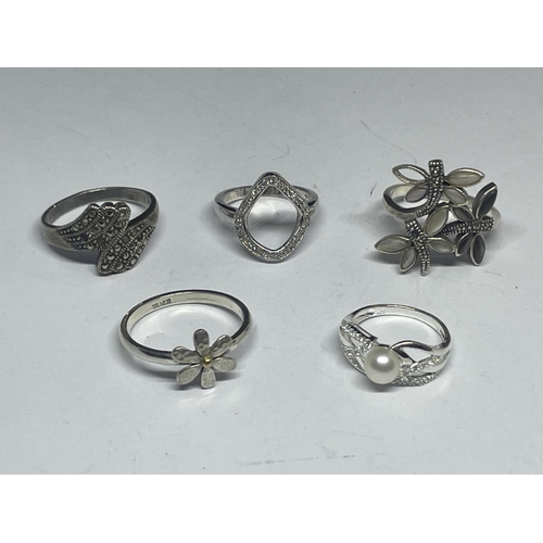 610 - FIVE SILVER RINGS