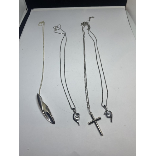 611 - FOUR SILVER NCKLACES WITH PENDANTS