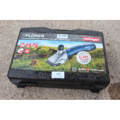 67 - A PAIR OF PLORER X SERIES BATTERY CATTLE CLIPPERS IN WORKING ORDER  + VAT