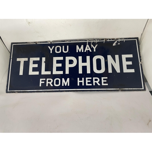 40 - A DOUBLE SIDED ENAMEL TELEPHONE SIGN, 56 X 23CM