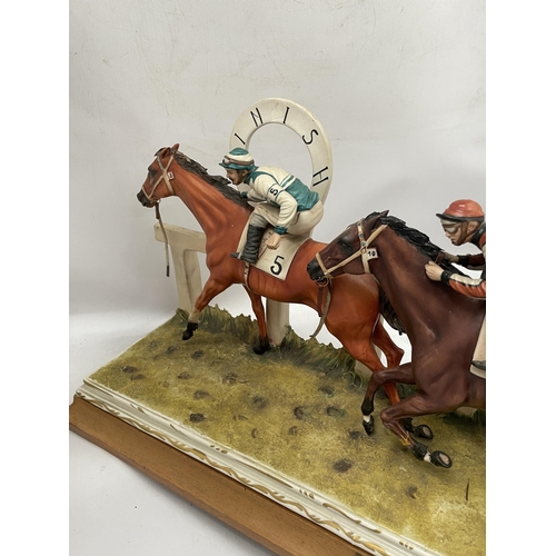 52 - A LARGE LIMITED EDITION CAPODIMONTE CAVALLI IN CORSA HORSE RACING TABLEAU FIGURE BY MAZIANI, FINISH ... 