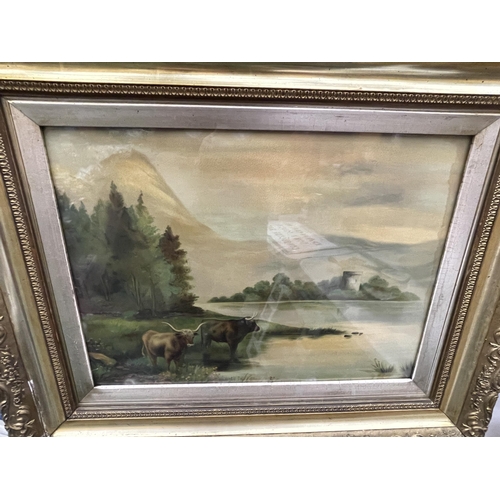 61 - A PAIR OF 19TH CENTURY GILT FRAMED HIGHLAND CATTLE WATERCOLOURS