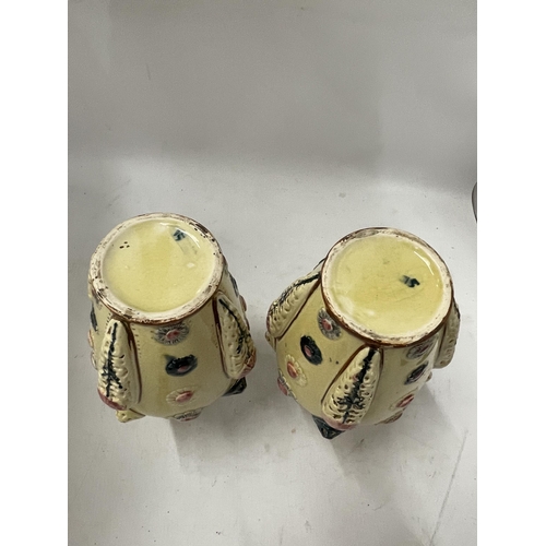 78 - A PAIR OF CONTINENTAL PORCELAIN VASES IN THE ZSOLNAY PECS STYLE, UNMARKED