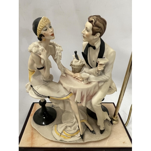 81 - A 1987 FLORENCE CAPODIMONTE FIGURAL TABLE LAMP ON WOODEN BASE