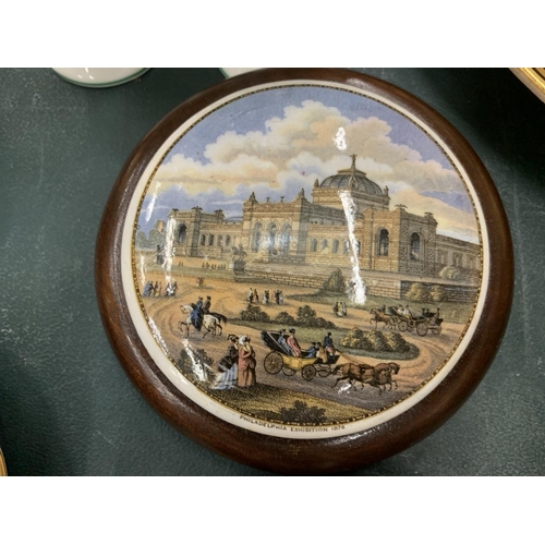 116 - THREE MAHOGANY FRAMED PRATTWARE LIDS