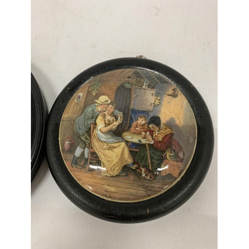 120 - TWO FRAMED PRATTWARE POT LIDS