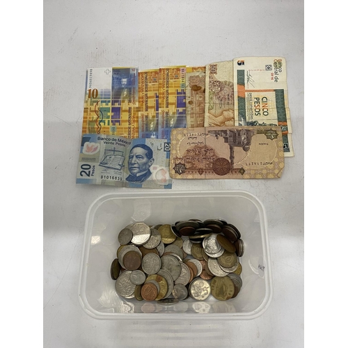 151 - A QUANTITY OF FOREIGN BANK NOTES AND COINS