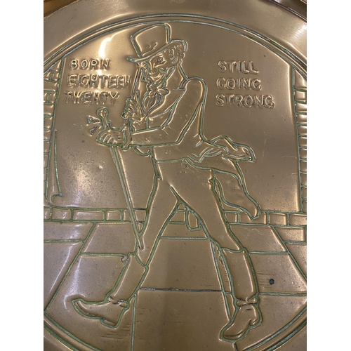 182 - A VINTAGE COPPER JOHNNY WALKER WHISKEY TRAY