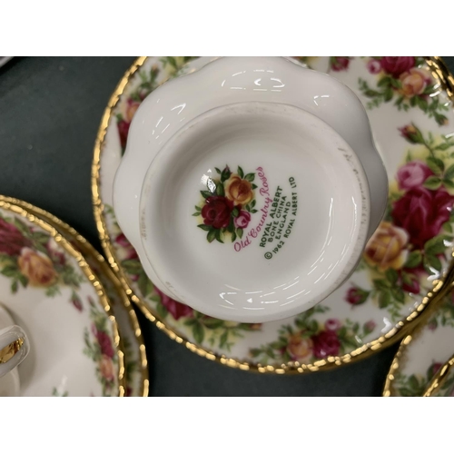 211 - A ROYAL ALBERT 'OLD COUNTRY ROSES' TEASET TO INCLUDE A TEAPOT, CREAM JUG, SUGAR BOWL,SANDWICH AND CA... 