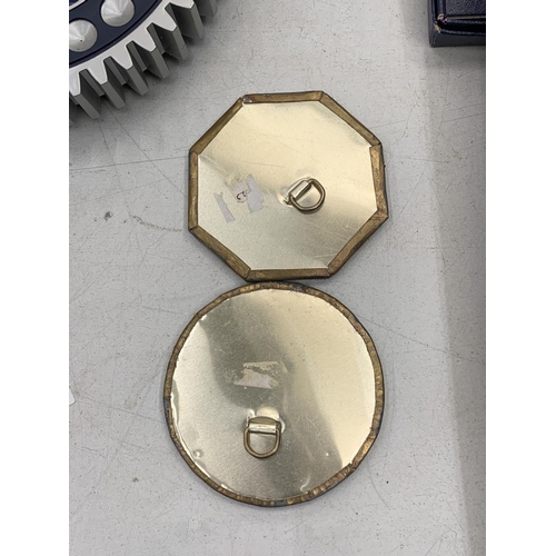 225 - TWO BRASS AND COPPER MIRRORS