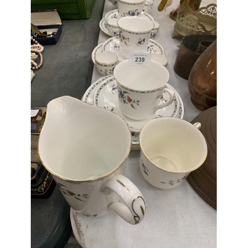 239 - A SHELLEY 'CHELSEA' PATTERN PART TEA SET, TEAPOT, CREAM JUG, CUPS AND SAUCERS ETC