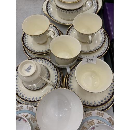 250 - A QUANTITY OF VINTAGE CHINA CUPS, SAUCERS, SIDE PLATES, ETC TO INCLUDE MINTON 'CONSORT'