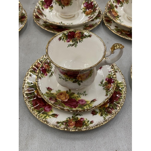 253 - A ROYAL ALBERT COFFEE SET TO INCLUDE A COFFEE POT, SUGAR BOWL, CREAM JUG, CUPS, SAUCERS AND SIDE PLA... 