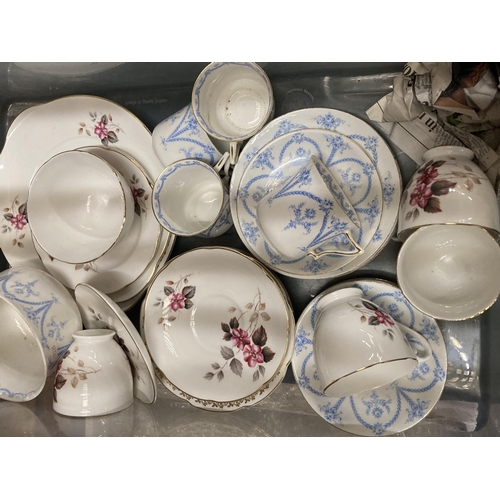 803 - TWO BOXES OF ASSORTED TEASETS AND FURTHER CERAMICS, JOHNSTONE BROS, PARKER ETC