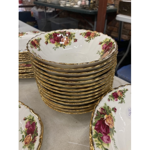 826 - A LARGE ROYAL ALBERT OLD COUNTRY ROSES TEA SET COMPRISING TEA POT, PLATES, CUPS, SAUCERS ETC