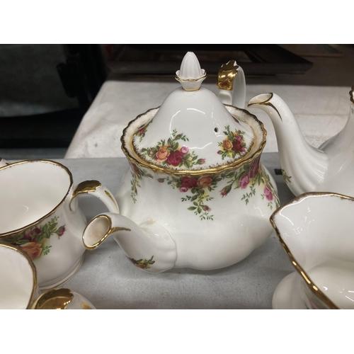 842 - A ROYAL ALBERT OLD COUNTRY ROSES TEA SET WITH BOTH COFFEE POT AND TEAPOT