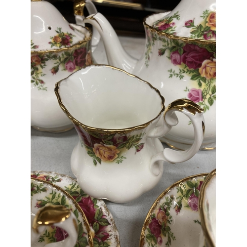 842 - A ROYAL ALBERT OLD COUNTRY ROSES TEA SET WITH BOTH COFFEE POT AND TEAPOT