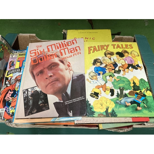 865 - A MIXED LOT OF ITEMS TO INCLUDE THE MIGHTY THOR AND FURTHER COMIC, ANNUALS TO INCLUDE BEANO, RUPERT ... 