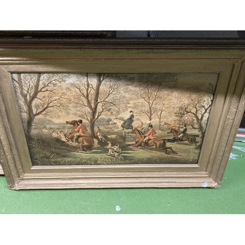 887 - A GROUP OF THREE VINTAGE GILT FRAMED HUNTING PRINTS