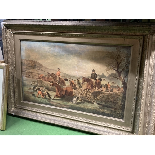 887 - A GROUP OF THREE VINTAGE GILT FRAMED HUNTING PRINTS