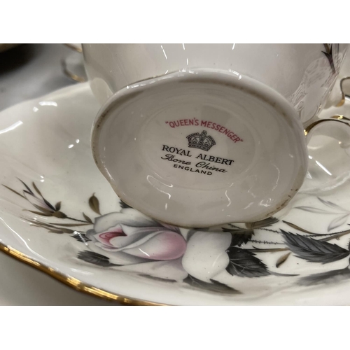 279 - A QUANTITY OF VINTAGE CHINA CUPS AND SAUCERS TO INCLUDE AN ANTIQUE COPELAND SPODE SIDE PLATE NO 3886... 