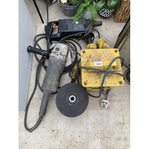 A 110V TRANSFORMER AN ELU 110V ANGLE GRINDER AND A 110V BOSCH DRILL