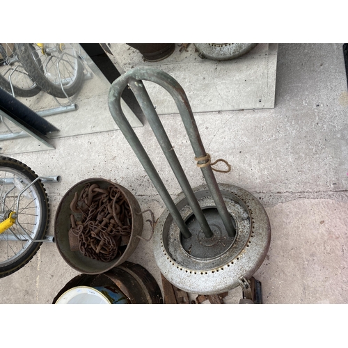 1992 - AN ASSORTMENT OF ITEMS TO INCLUDE A VINTAGE MILK CHURN COOLER AND A STANLEY WOOD PLANE ETC