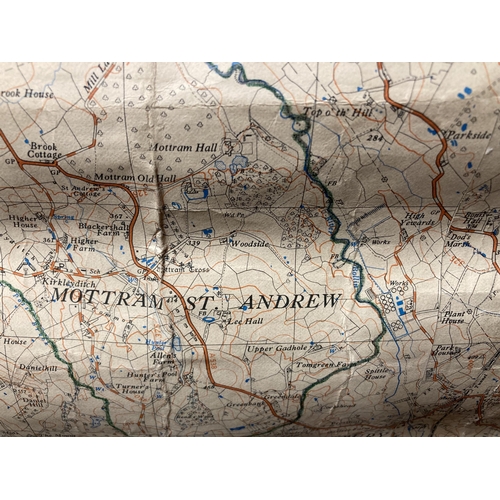 303 - AN OLD ORDNANCE SURVEY MAP COVERING LANCASHIRE, CHESHIRE AND STAFFORDSHIRE APPROX 116 X 100 CM