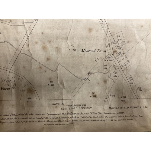 305 - TWO OLD ORDNANCE SURVEY MAPS OF CHEADLE HEATH AND BRAMHALL EDITION OF 1909