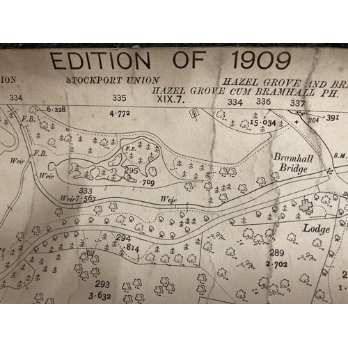 305 - TWO OLD ORDNANCE SURVEY MAPS OF CHEADLE HEATH AND BRAMHALL EDITION OF 1909