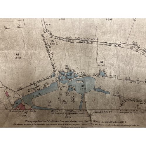 305 - TWO OLD ORDNANCE SURVEY MAPS OF CHEADLE HEATH AND BRAMHALL EDITION OF 1909