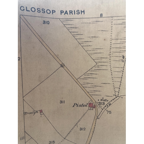 310 - TWO OLD ORDNANCE SURVEY MAP OF GLOSSOP PARISH DERBYSHIRE (NORTHERN DIVISION) PUBLISHED IN 1880