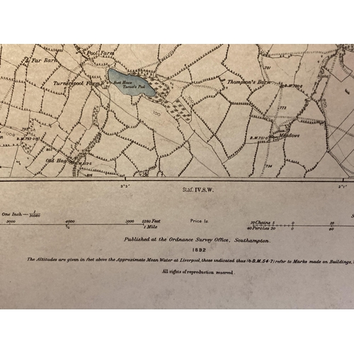 311 - A SECOND EDITION ORDNANCE SURVEY MAP OF STAFFORDSHIRE 1899 TOGETHER WITH TWO SMALLER LEEK DIVISION M... 