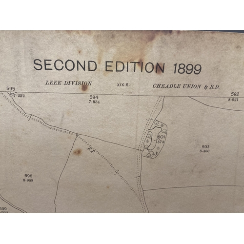 311 - A SECOND EDITION ORDNANCE SURVEY MAP OF STAFFORDSHIRE 1899 TOGETHER WITH TWO SMALLER LEEK DIVISION M... 