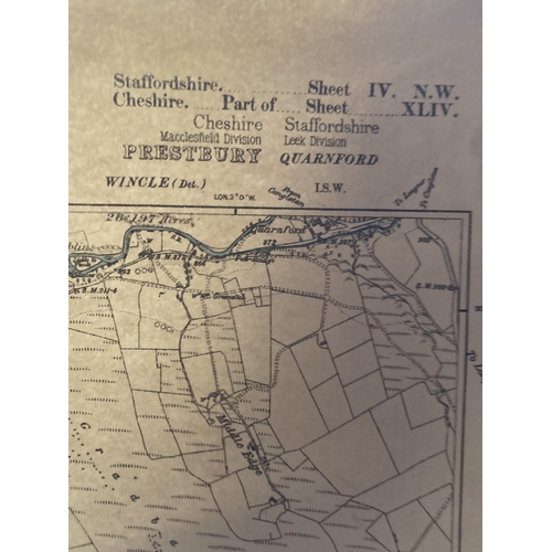 311 - A SECOND EDITION ORDNANCE SURVEY MAP OF STAFFORDSHIRE 1899 TOGETHER WITH TWO SMALLER LEEK DIVISION M... 