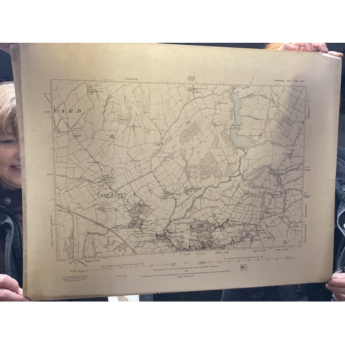 311 - A SECOND EDITION ORDNANCE SURVEY MAP OF STAFFORDSHIRE 1899 TOGETHER WITH TWO SMALLER LEEK DIVISION M... 