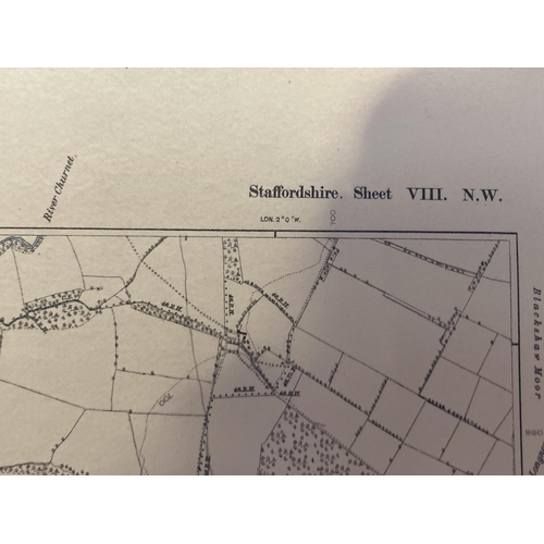 311 - A SECOND EDITION ORDNANCE SURVEY MAP OF STAFFORDSHIRE 1899 TOGETHER WITH TWO SMALLER LEEK DIVISION M... 