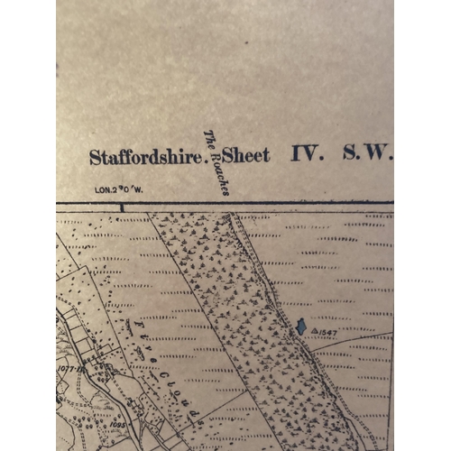 311 - A SECOND EDITION ORDNANCE SURVEY MAP OF STAFFORDSHIRE 1899 TOGETHER WITH TWO SMALLER LEEK DIVISION M... 