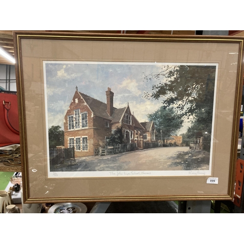 899 - A FRAMED RAY PERRY PENCIL SIGNED LIMITED EDITION PRINT OF HARROW