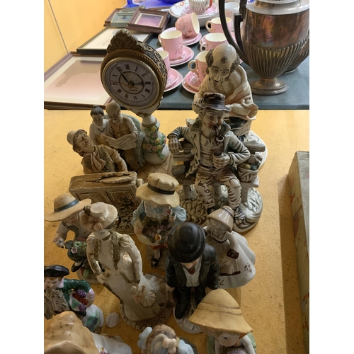 473 - A LARGE QUANTITY OF CERAMIC FIGURINES TO INCLUDE CONTINENTAL STYLE, CAPODIMONTE STYLE, ANIMALS, ETC